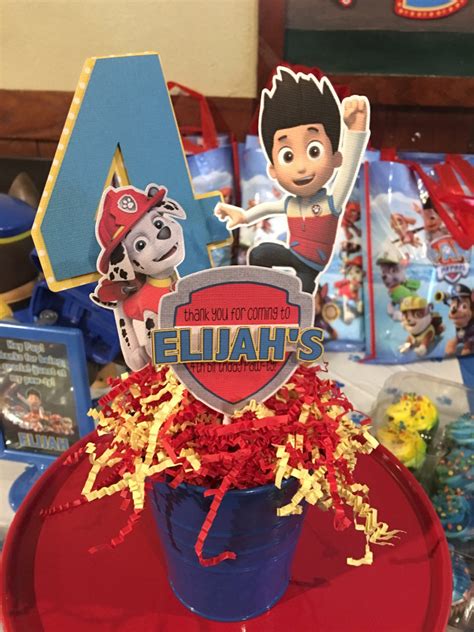 Paw Patrol Centerpieces Chase Party Decor Marshall Birthday Rubble