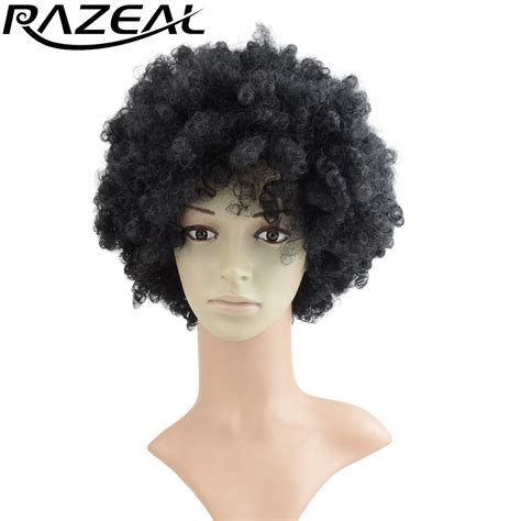 Razeal Natural Black Synthetic Afro Wig Kinky Curly Short