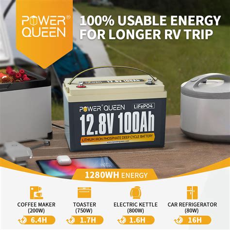 Power Queen 12V 100Ah LiFePO4 Lithium Batterie 1280Wh Lithium Akku Mit