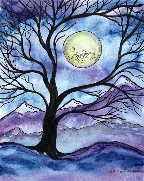 Full Moon Tree Painting By Dana Lynn Driscoll Pixels