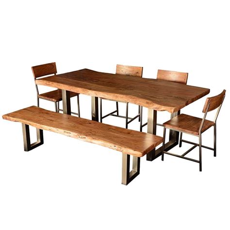 Check spelling or type a new query. Modern Rustic Live Edge Dining Table & Chair Set with Live ...