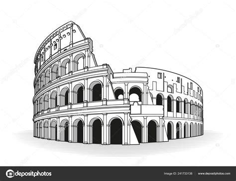 Coliseo Roma Dibujado Mano Esbozo Garabato Icono Vector Gráfico