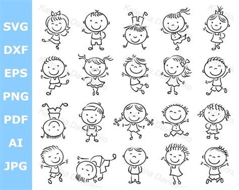 Stick Kids Svg Set Stick Kids Cut Files Stick Kids Clipart Etsy Australia