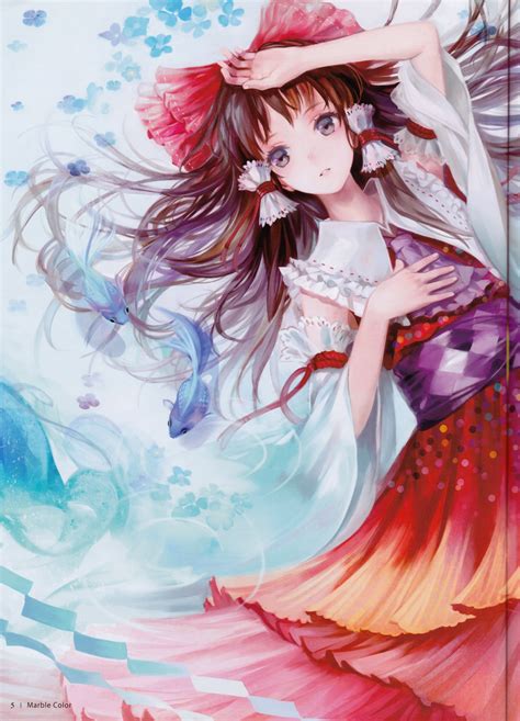 Brown Hair Fish Anime Girl Flowers Wallpaper 5017x6959