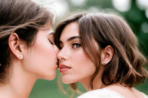 Premium Ai Image Two Beautiful Women In Kissing Pose