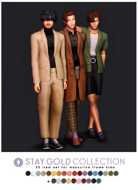 Stay Gold Collection Redux Nucrests Sims 4 Men Clothing Sims 4