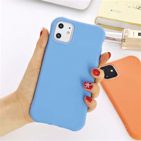 For Iphone 11 Solid Color Tpu Slim Shockproof Protective Case Blue