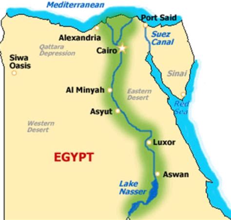 Map Of Nile River Valley Highlighted In Green