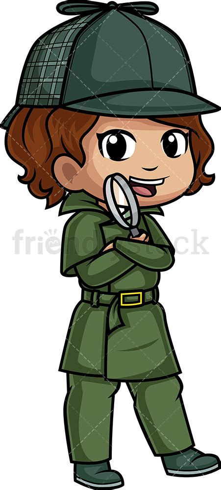 Little Girl Detective Cartoon Clipart Vector Friendlystock