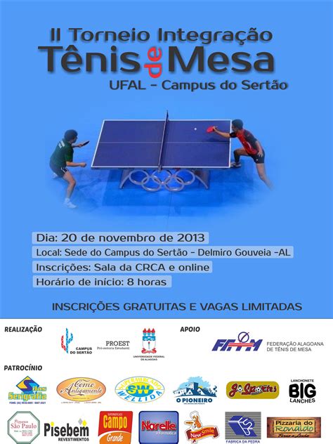 torneio de tênis de mesa será realizado no campus do sertão — universidade federal de alagoas