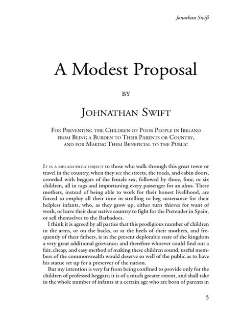 jonathan swift a modest proposal 1