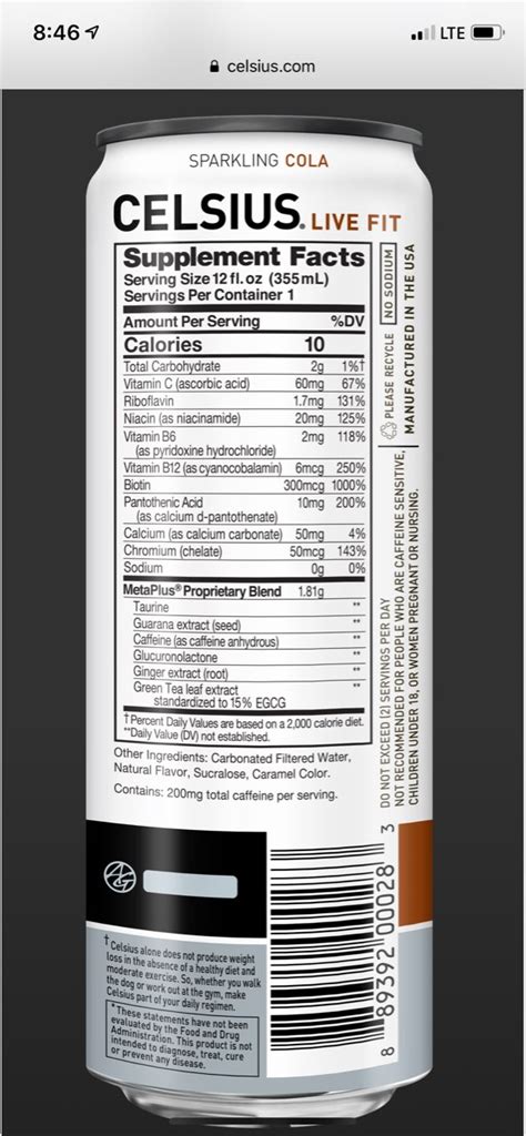 Celsius Drink Nutrition Facts Nutrition Ftempo