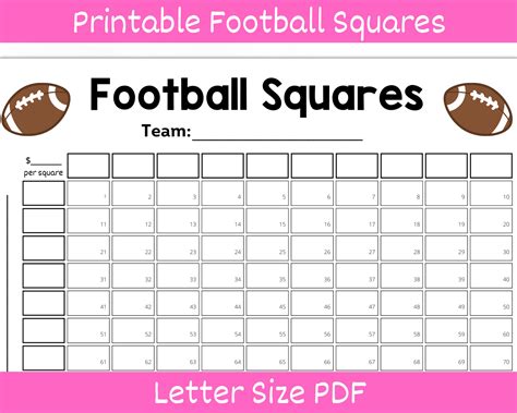 Football Squares Printable Football Betting Game Football Pool