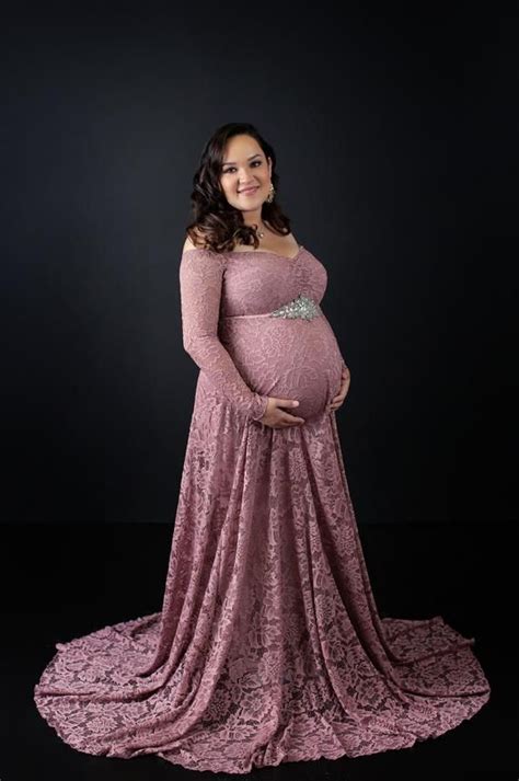 Long Maternity Photography Dress Maternity Long Sleeve Lace Dresses For