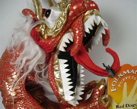 Folkmanis Red Gold 20 Chinese Dragon Puppet Plush With Tag Read