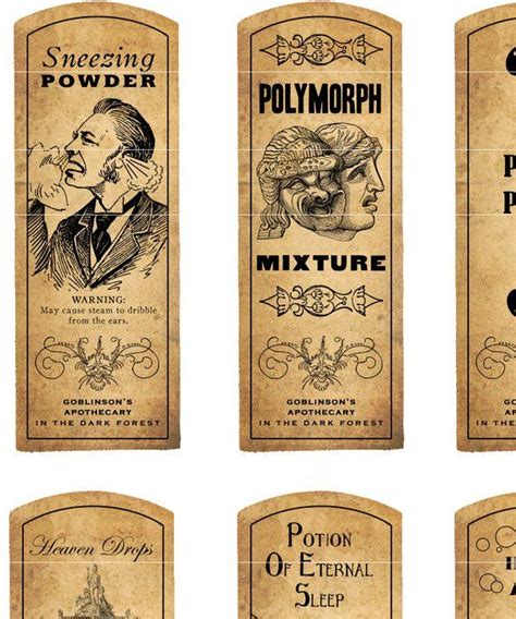 Patent Medicine Magic Potion Labels Digital Collage Sheet 12 Etsy Potion Labels Digital