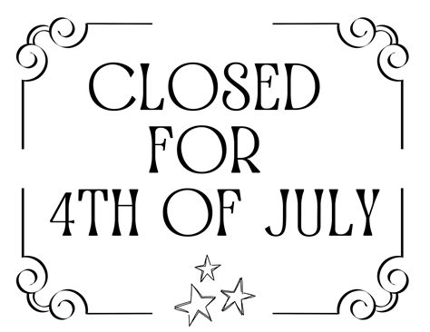 Free Printable Closed For 4th Of July Sign Templates Pdf Office