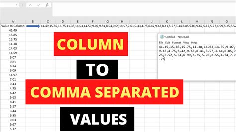 Convert Excel Column To Comma Separated Values Youtube