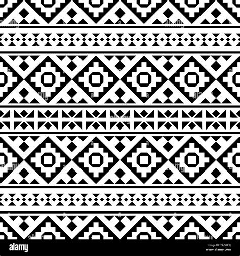 Geometric Tribal Ethnic Pattern Design In Black And White Color Stock