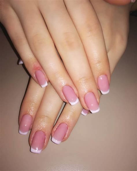 Chic Pink Nails With White French Tips Blurmark