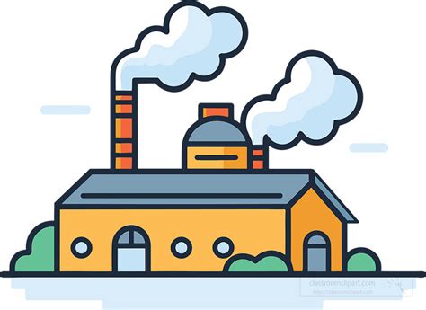 Industry Clipart Factory Building With Smoke Stack Clip Art