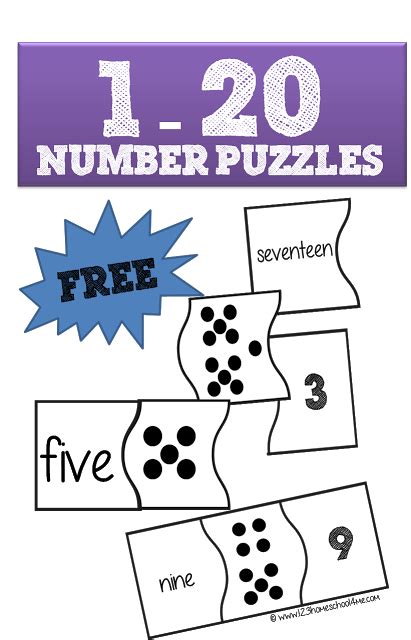 1 20 Number Puzzles Numbers Kindergarten Kinder Math Prek Math
