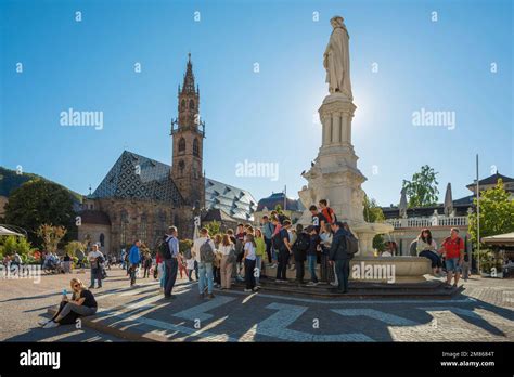 Piazza Walther Bolzano View In Summer Of The Piazza Walther In The