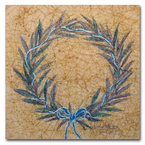 Olive Leaves Wreath Vintage French Original Painting Wreath Art