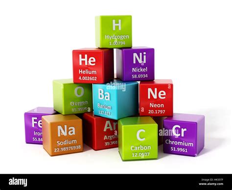Periodic Table Elements Isolated On White Background 3d Illustration