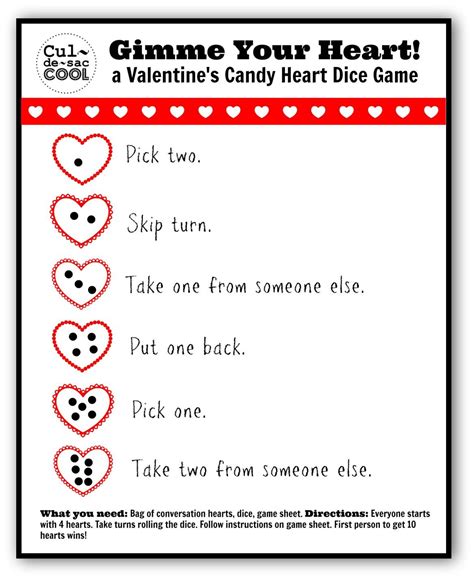 Each team gets a point for each word. Gimme Your Heart Valentines Candy Heart Dice Game 2 | Valentines class party, School party games ...