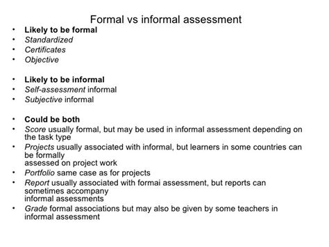 Formal Vs Informal Assessment In Education Slidesharedocs