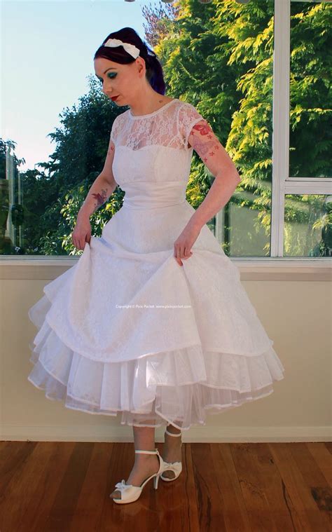 1950s Rockabilly Wedding Dress Lacey With Lace Etsy Tea Length