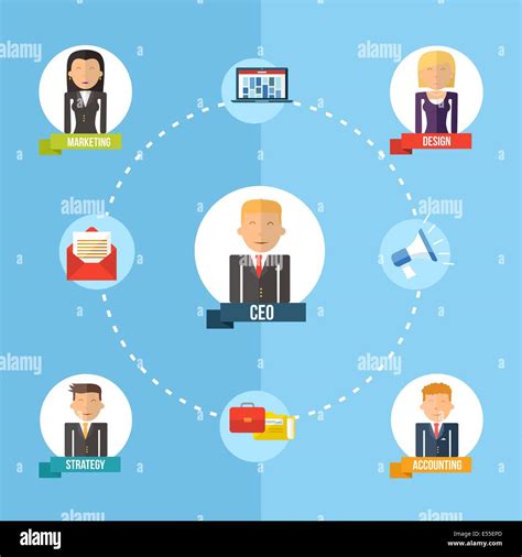 Digital Business Era Management Chart Concept In Flat Icons Design