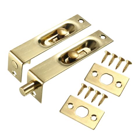 Uxcell 4 Inch Stainless Steel Plating Flush Bolt Gold Tone 2 Pack