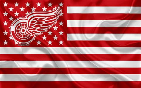 Alas Rojas De Detroit Club De Hockey Americano Bandera Creativa