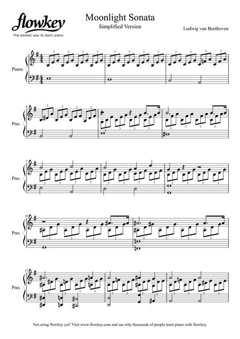 Free Piano Sheet Music Moonlight Sonata Easy Version Moonlight Sonata