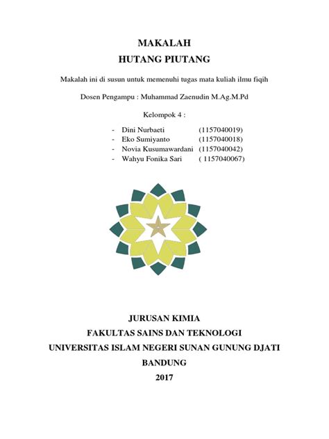 Cover Skripsi Uin Bandung - Ide Judul Skripsi Universitas