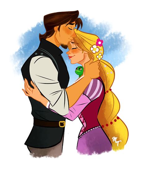 Flynn Rider Gave Rapunzel A Romantic Kiss On Her Forehead Disney Princess Drawings Disney