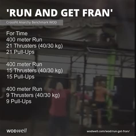 Run And Get Fran Workout Crossfit Anarchy Benchmark Wod Wodwell