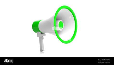 Megaphone Bullhorn White With Green Details For Public Announcement