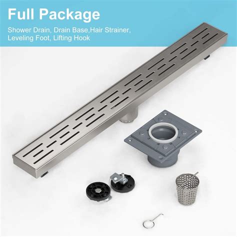 Inches Brushed Shower Linear Drain With Drain Base Dikalan