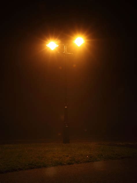 Street Lamp Free Stock Photo A Street Lamp Shining On A Foggy Night