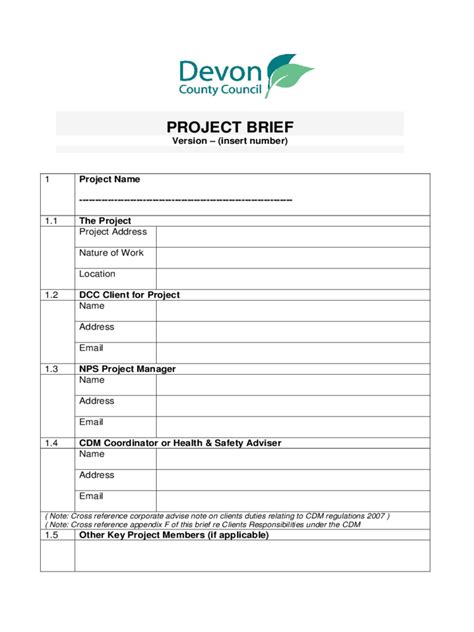 Project Brief Template 4 Free Templates In Pdf Word Excel Download