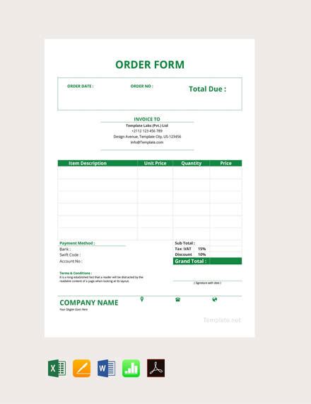 Printing Order Form Template Sampletemplatess