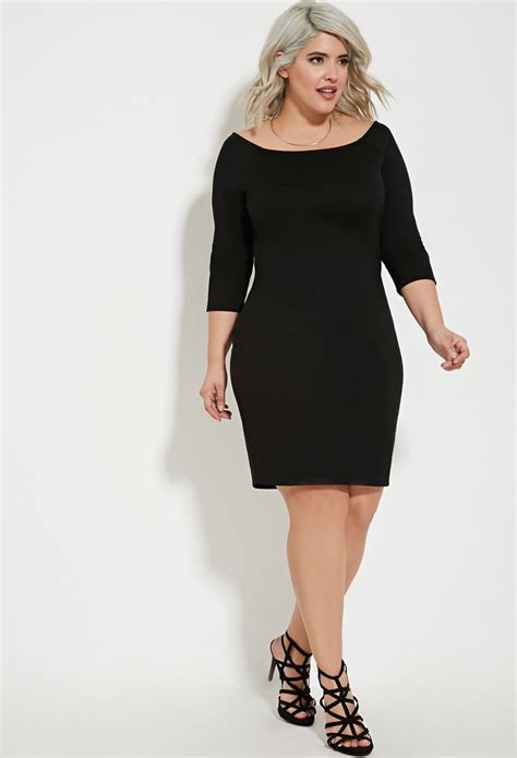 Forever 21 Plus Size Off The Shoulder Bodycon Dress In Gray Dark Grey