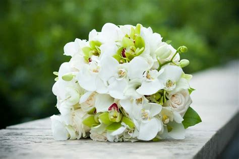 Beautiful Wedding Bouquet Arranged With Cream Roses White