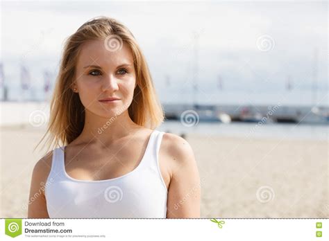 Portrait Of Beauty Woman On Marina Stock Image Image Of Glamour
