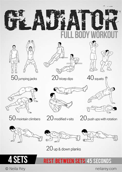 Do all the exercises in the order shown, resting 30 seconds between exercises and 3 minutes afterward. Top Share | Gladiator workout, Fitness body, Superhero workout