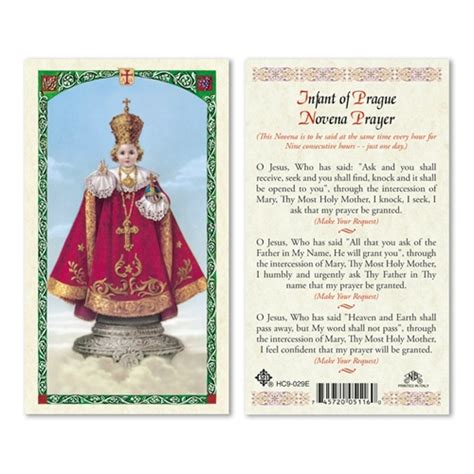 Infant Of Prague Novena Laminated Prayer Card Discount Catholic Products