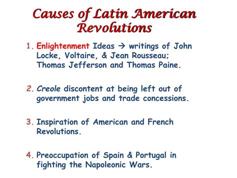 Ppt Causes Of Latin American Revolutions Powerpoint Presentation